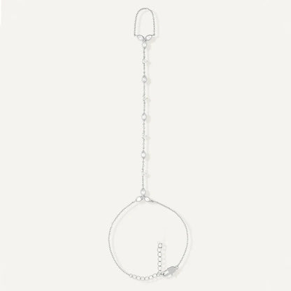 Trendy Stainless Steel Zircon Bracelet for Women Minimalist Water Droplet Long Chains Finger Bracelet Jewelry Gifts