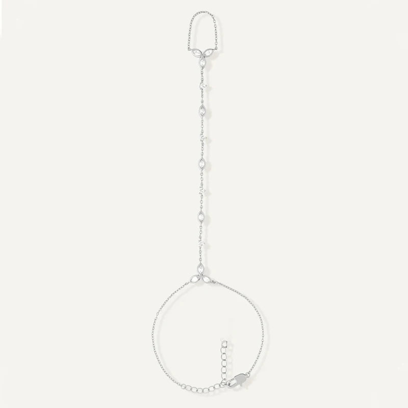 Trendy Stainless Steel Zircon Bracelet for Women Minimalist Water Droplet Long Chains Finger Bracelet Jewelry Gifts