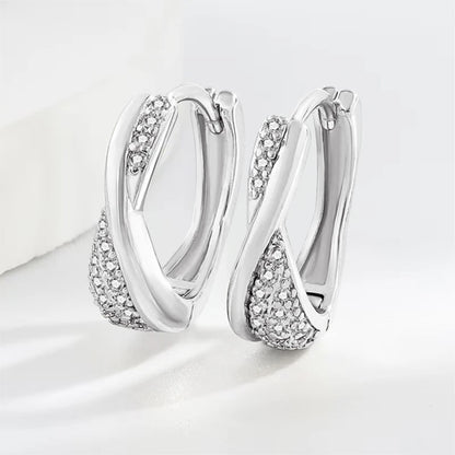 Elegant Synthetic Cubic Synthetic Zirconia Hoop Earrings for Women Minimalist Interlocking Circle Earrings Jewelry Gifts