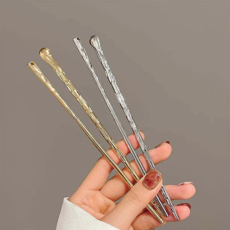 2026 New Punk Gold Silver Color Metal Long Hairpin Simple Hair Sticks for Women Diy Hairstyle Hair Dish Accessories Trendy
