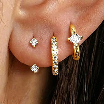 3PCS Shiny Crystal Huggie Hoop Earring Set Women Fashion Cartilage Hoops Earring Bulk Helix Jewelry Lobe Stud Piercing Orelha