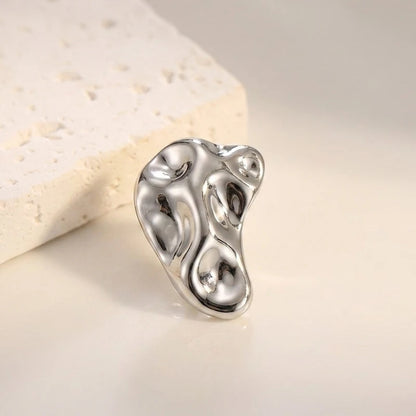 Metal Stainless Steel Pleated Geometric Brooch Women Unisex Fashion Heart Pin Clothing Accessories Korean Fashion Gift ﻿