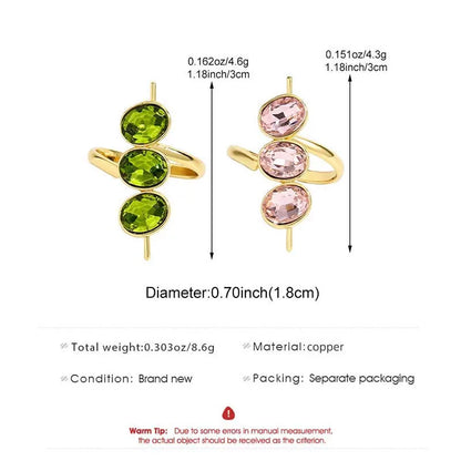 Luxury Green Zirconia Open Ring for Women Exquisite Crystak Bead Shaped Geometric Adjustable Ring Party Jewelry Gifts