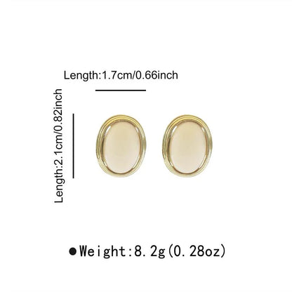 Retro Resin Acrylic Oval Stud Earrings for Women Trendy Gold Color Geometric Earrings Jewelry Accessories Gifts