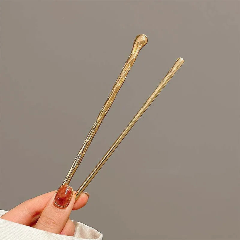 2026 New Punk Gold Silver Color Metal Long Hairpin Simple Hair Sticks for Women Diy Hairstyle Hair Dish Accessories Trendy