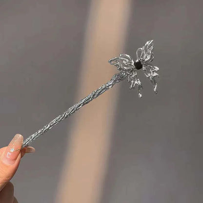 2026 New Chinese Hairpin Hair Stick Rose Flower Crystal Branch Metal Texture Vintage Hair Accessories for Women Headwear Jewelry