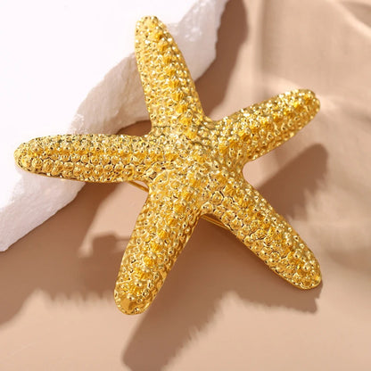 New Fashion Exaggeration Summer Marine Starfish Brooch for Women Pins for Women Men 2-Color All-Match Star Brooch Gifts