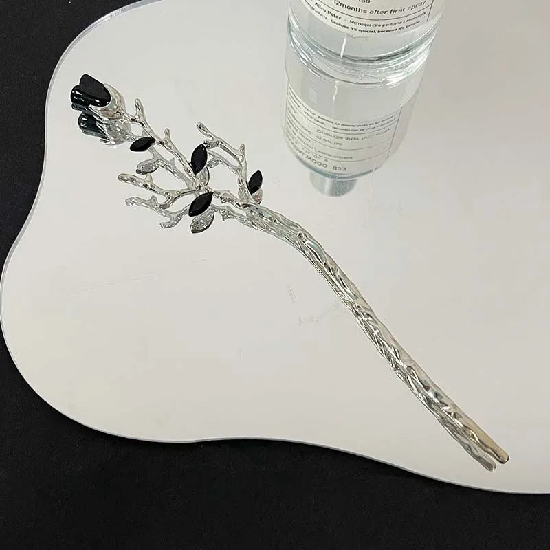 Punk Metal Liquid Butterfly Hair Sticks Hairpins for Women Vintage Chinese Style Rose Flower Hair Clips Pins Hair Accessories