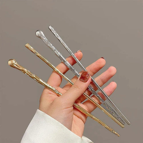 2026 New Punk Gold Silver Color Metal Long Hairpin Simple Hair Sticks for Women Diy Hairstyle Hair Dish Accessories Trendy