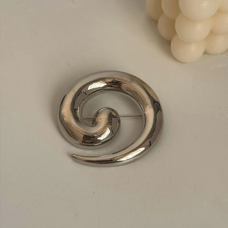 Metal Stainless Steel Pleated Geometric Brooch Women Unisex Fashion Heart Pin Clothing Accessories Korean Fashion Gift ﻿
