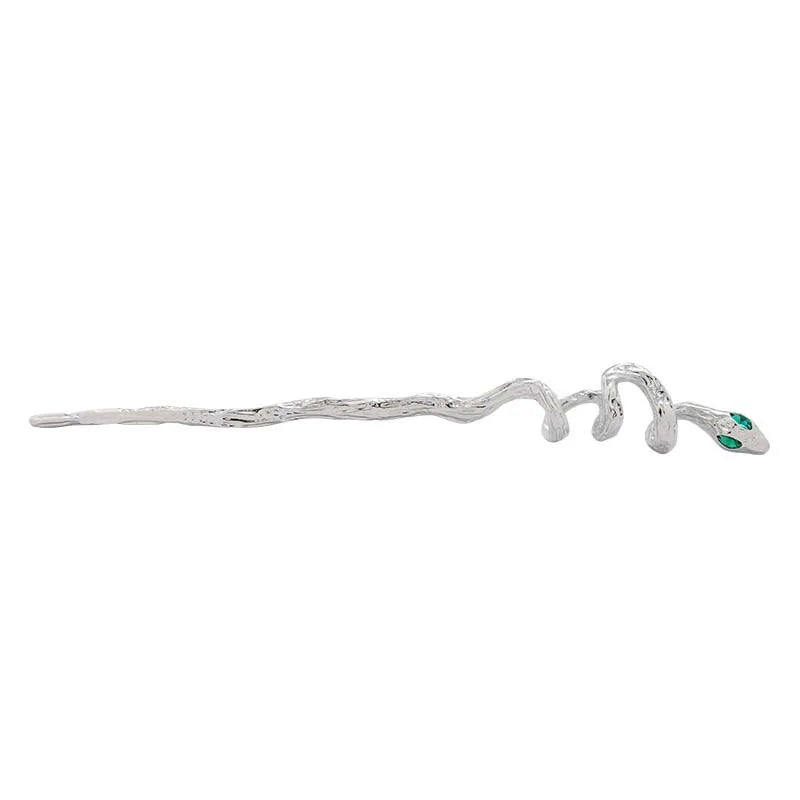 New Punk Snake Shape Hair Sticks Hairpin for Women Fashion Metal Green Crystal Chopstick Hair Clip Pin Headwear Hair Accessories