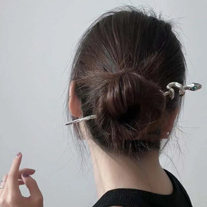 New Punk Snake Shape Hair Sticks Hairpin for Women Fashion Metal Green Crystal Chopstick Hair Clip Pin Headwear Hair Accessories