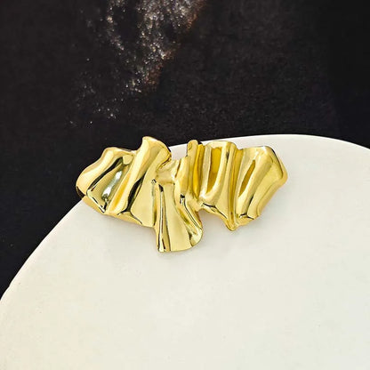 Fashion Metal Irregular Pleated Brooches for Men Women Punk Gold Color Geometric Personality Sweater Brooch Jewelry Accessories