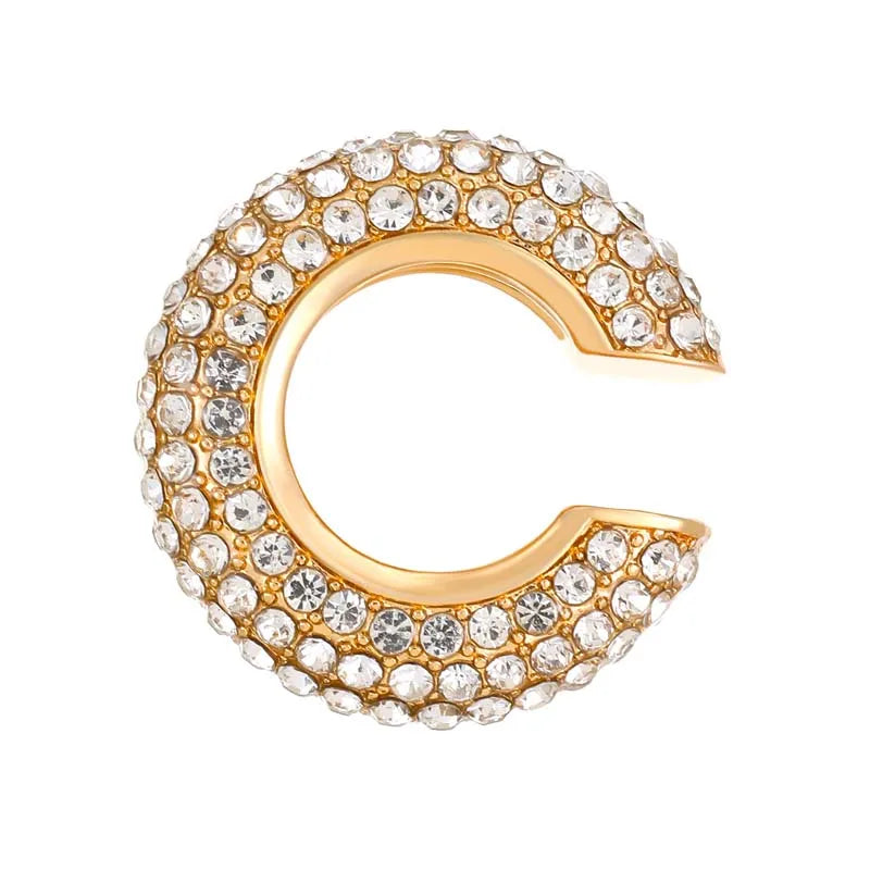 1Pcs Gold Color C Shape Round Cartilage Clip Earrings For Women Luxury Crystal Fake No Pierced Geometric Ear Cuff Jewelry