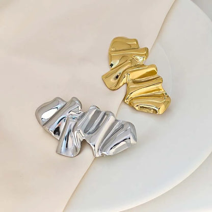 Fashion Metal Irregular Pleated Brooches for Men Women Punk Gold Color Geometric Personality Sweater Brooch Jewelry Accessories