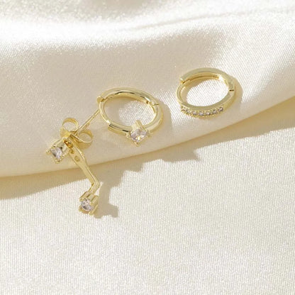 3PCS Shiny Crystal Huggie Hoop Earring Set Women Fashion Cartilage Hoops Earring Bulk Helix Jewelry Lobe Stud Piercing Orelha