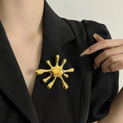 Minimalist Style Stainless Steel Flower Brooches Women's Pearl Brooch Easy Match Party Casual Pin Jewelry Accessories