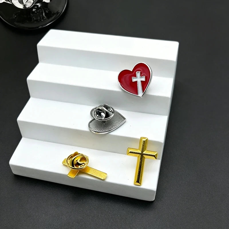 Unique Metal Cross Badge Brooch Pin for Women Men Lapel Pin Brooch Clothing Pins Jewelry Accessories