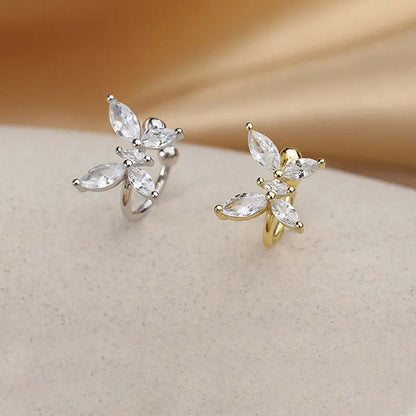 1Pcs Gold Color Zircon Butterfly Ear Clip Female Luxury Shiny Crystal Non-Piercing Fake Cartilage Ear Cuff Jewelry Gifts