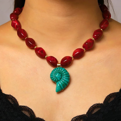 Exaggerated Colorful Resin Large Heart-Shaped Pendant Necklace for Women Vacation Style Irregular Beads Choker Necklaces Jewelry