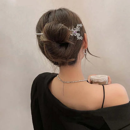 Punk Metal Liquid Butterfly Hair Sticks Hairpins for Women Vintage Chinese Style Rose Flower Hair Clips Pins Hair Accessories