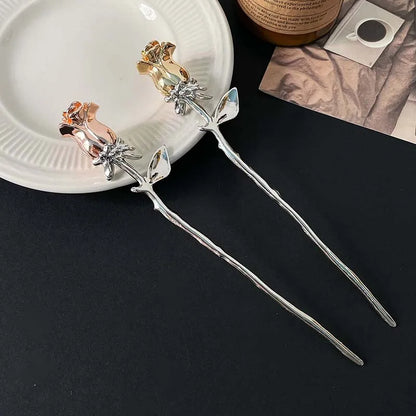 Punk Metal Liquid Butterfly Hair Sticks Hairpins for Women Vintage Chinese Style Rose Flower Hair Clips Pins Hair Accessories