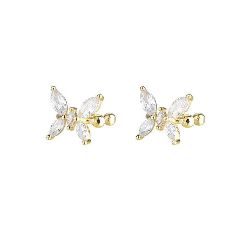1Pcs Gold Color Zircon Butterfly Ear Clip Female Luxury Shiny Crystal Non-Piercing Fake Cartilage Ear Cuff Jewelry Gifts