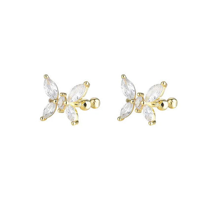 1Pcs Gold Color Zircon Butterfly Ear Clip Female Luxury Shiny Crystal Non-Piercing Fake Cartilage Ear Cuff Jewelry Gifts