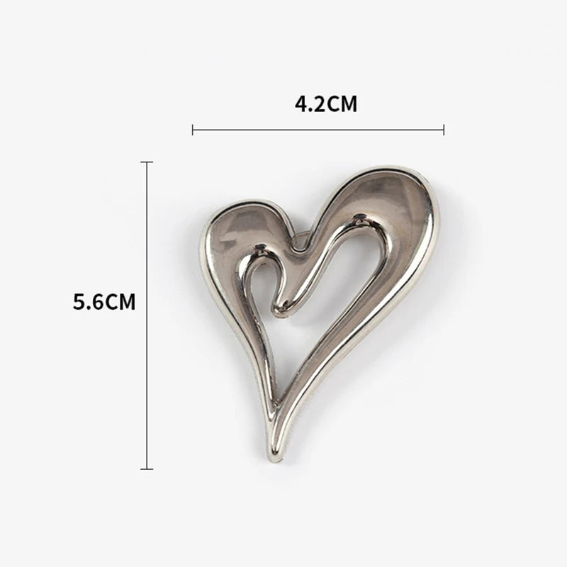 2026 New Trendy Heart-Shaped Irregular Brooches for Women Men Personality Coat Suit Ornament Buckles Jewelry Office Party Gifts