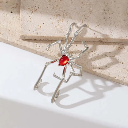 Punk Gothic Red Crystal Spider Stud Earrings For Women Men Hip Hop Metal Piercing Ear Bone Clip Y2K Jewelry Halloween Gift