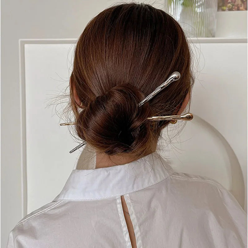 2026 New Punk Gold Silver Color Metal Long Hairpin Simple Hair Sticks for Women Diy Hairstyle Hair Dish Accessories Trendy