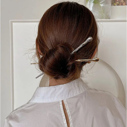 2026 New Punk Gold Silver Color Metal Long Hairpin Simple Hair Sticks for Women Diy Hairstyle Hair Dish Accessories Trendy