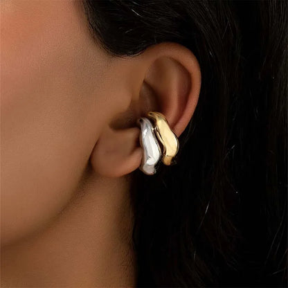 2PC Vintage Irregular Tube Clip Earrings For Women Men Classic Metal C Shape No Piercing Ear Cuff Party Jewelry Gift