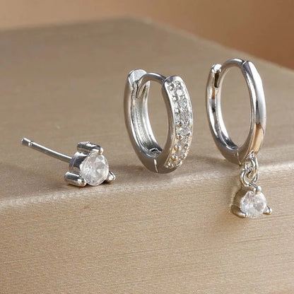 3PCS Shiny Crystal Huggie Hoop Earring Set Women Fashion Cartilage Hoops Earring Bulk Helix Jewelry Lobe Stud Piercing Orelha