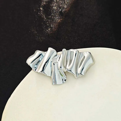 Fashion Metal Irregular Pleated Brooches for Men Women Punk Gold Color Geometric Personality Sweater Brooch Jewelry Accessories