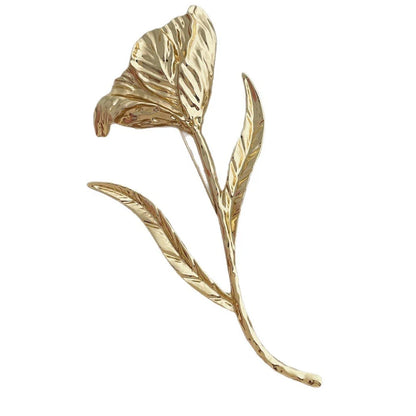 Romantic Huge Metal Tulip Flower Brooches 2-Color Big Plants Easy-Match Brooch for Women's Clothes Backpack Pins Gifts