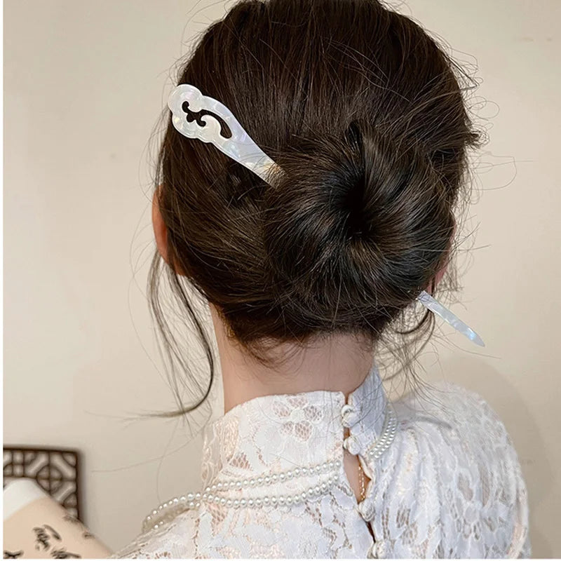 Vintage Chinese Style Hair Sticks Acetate Chopstick Plate Hair For Women Hairpins Hair Clips Wedding Jewelry Hair Accessories