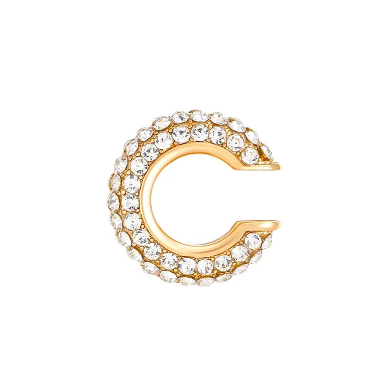 1Pcs Gold Color C Shape Round Cartilage Clip Earrings For Women Luxury Crystal Fake No Pierced Geometric Ear Cuff Jewelry