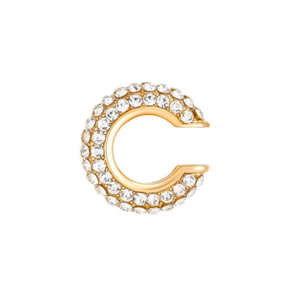 1Pcs Gold Color C Shape Round Cartilage Clip Earrings For Women Luxury Crystal Fake No Pierced Geometric Ear Cuff Jewelry