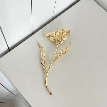 Romantic Huge Metal Tulip Flower Brooches 2-Color Big Plants Easy-Match Brooch for Women's Clothes Backpack Pins Gifts