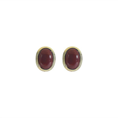 Retro Resin Acrylic Oval Stud Earrings for Women Trendy Gold Color Geometric Earrings Jewelry Accessories Gifts